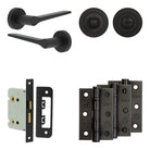 Complete Gio Door Handle Pack - Bathroom - Black - 76mm / 3" / Designer Round Turn & Release
