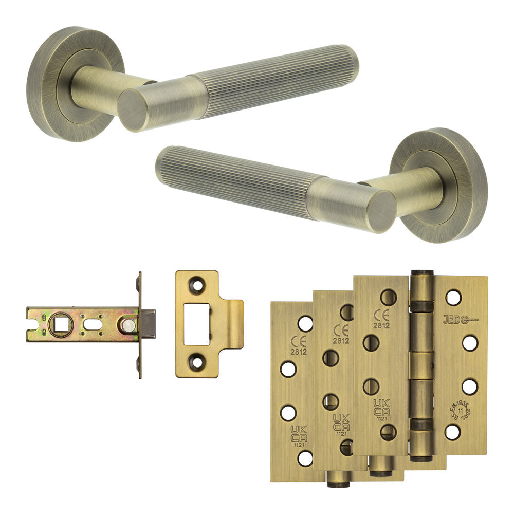 Complete Venice Door Handle Pack - Internal Doors - Antique Brass - 64mm / 4"