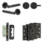 Complete Venice Door Handle Pack - Bathroom - Black - 65mm / 4" / Easy Thumb Turn & Lock