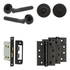 Complete Venice Door Handle Pack - Bathroom - Black - 65mm / 4" / Designer Round Turn & Release