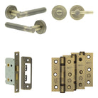 Complete Venice Door Handle Pack - Bathroom - Antique Brass - 65mm / 3" / Easy Thumb Turn & Lock