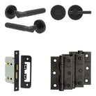 Complete Venice Door Handle Pack - Bathroom - Black - 65mm / 3" / Easy Thumb Turn & Lock