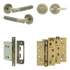 Complete Venice Door Handle Pack - Bathroom - Antique Brass - 76mm / 4" / Easy Thumb Turn & Lock