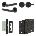 Complete Venice Door Handle Pack - Bathroom - Black - 76mm / 4" / Easy Thumb Turn & Lock