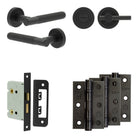 Complete Venice Door Handle Pack - Bathroom - Black - 76mm / 3" / Easy Thumb Turn & Lock