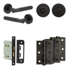 Complete Venice Door Handle Pack - Bathroom - Black - 76mm / 3" / Designer Round Turn & Release