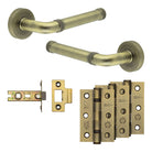Complete Midtown Door Handle Pack - Internal Doors - Antique Brass - 64mm / 3"