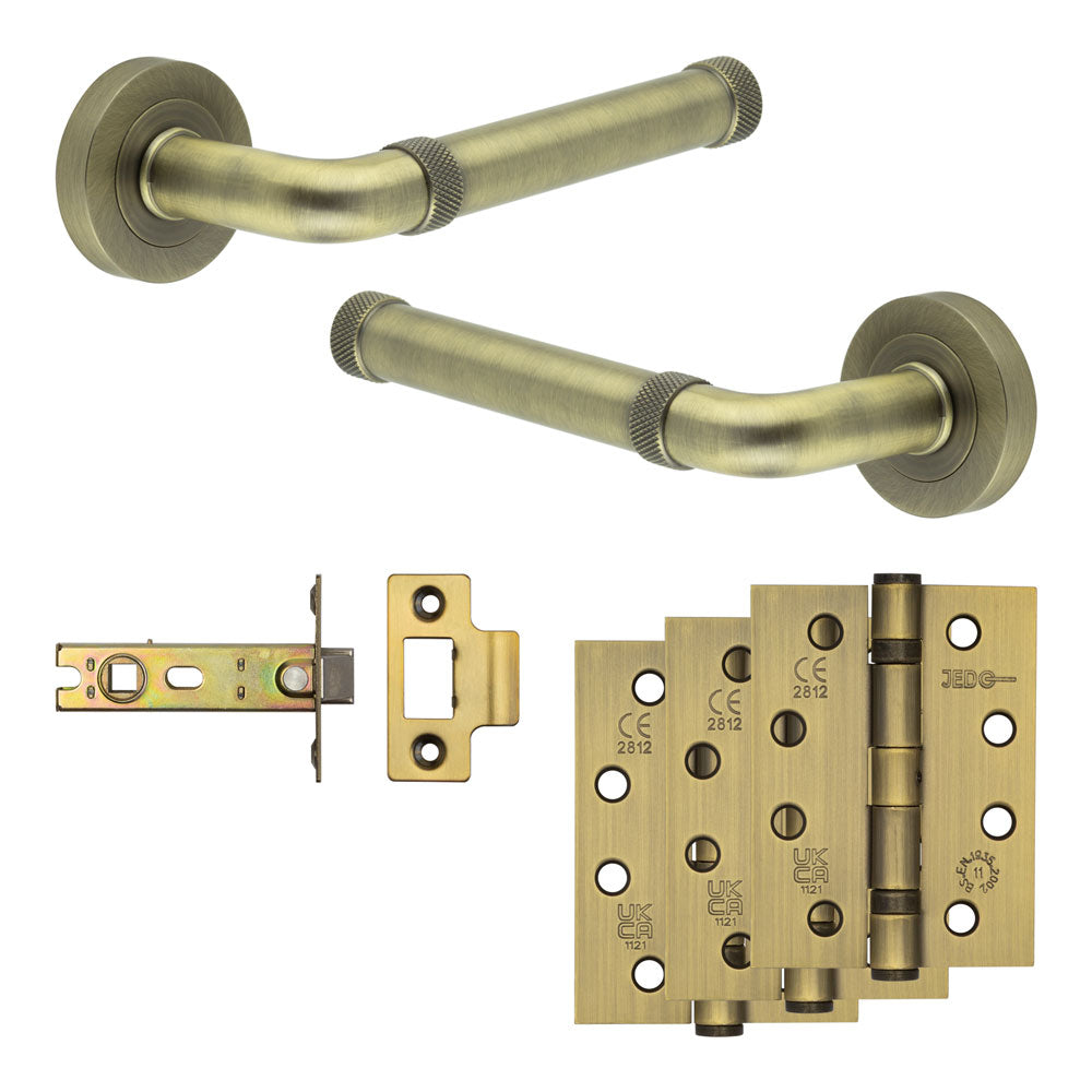 Complete Midtown Door Handle Pack - Internal Doors - Antique Brass - 76mm / 4"