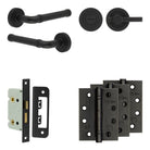 Complete Midtown Door Handle Pack - Bathroom - Black - 65mm / 4" / Bari Knurled Turn & Release