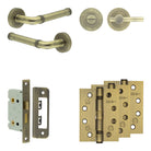 Complete Midtown Door Handle Pack - Bathroom - Antique Brass - 65mm / 4" / Easy Thumb Turn & Lock