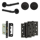 Complete Midtown Door Handle Pack - Bathroom - Black - 65mm / 4" / Designer Round Turn & Release