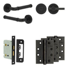 Complete Midtown Door Handle Pack - Bathroom - Black - 76mm / 4" / Easy Thumb Turn & Lock