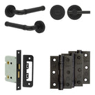 Complete Midtown Door Handle Pack - Bathroom - Black - 76mm / 3" / Easy Thumb Turn & Lock