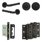 Complete Midtown Door Handle Pack - Bathroom - Black - 76mm / 3" / Designer Round Turn & Release