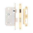 Jedo 72mm Din Bathroom Locks - Radiused / Satin Brass