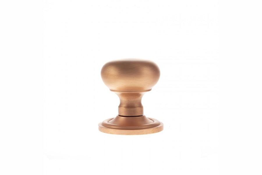 Old English Harrogate Solid Brass Mushroom Mortice Knob on Concealed Fix Rose